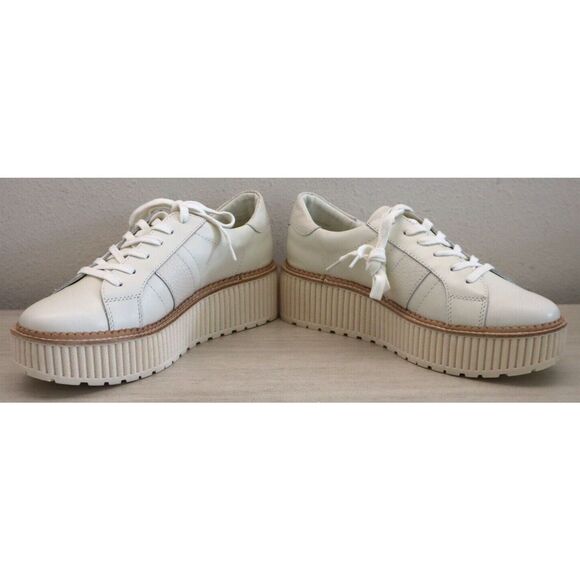 Dolce Vita Women's Sz 8M White Leather Tiger Lace-Up 2" Platform Sneakers - Picture 3 of 11